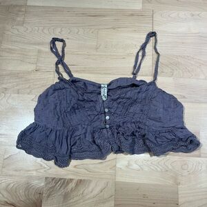Free People Lavender Eyelet Cropped Top